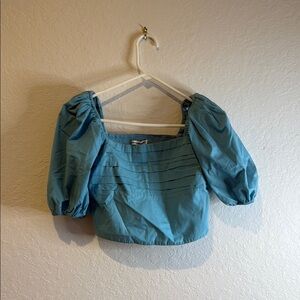 Abercrombie & Fitch Blue Puff Sleeve Blouse
